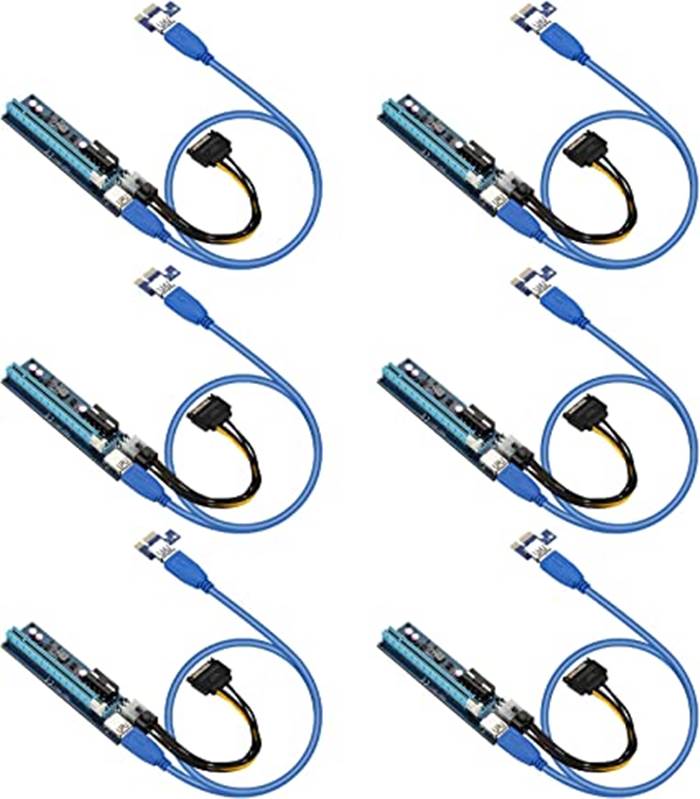 Onvian Cable 6P PCI-E1X to PCIe16X USB3.0 PCI-E Adapter Riser Card Line 4PIN