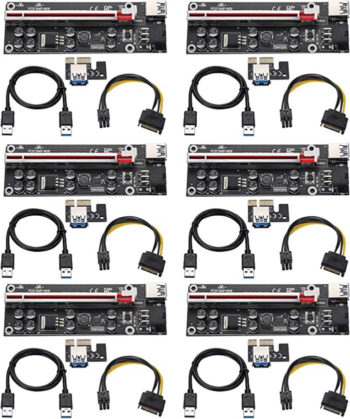 BEYIMEI PCI-E 1X to 16X Riser Card, with 0.6 m USB 3.0 Extension Cable & 6PIN SATA